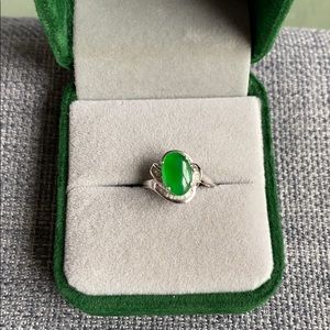 GIA CERTIFIED Jadeite Jade Cabochon Ring